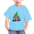 thumbnail image 4 of piuwrlz Short Tops Sleeve Shirts for Girls Printed Round Neck Tops Shirt Undershirts Sky Blue Size 3 Years, 4 of 4