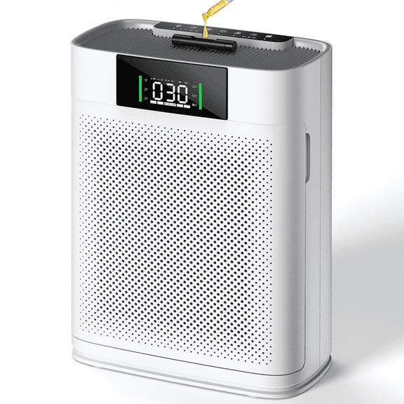 Honeyuan Air Purifier for Large Rooms up to 3500 Sq Ft, H13 True HEPA Filter, PM2.5 Air Quality Display, Pets Odor Removal, Aromatherapy, Child Lock, Model ZY3866G, White