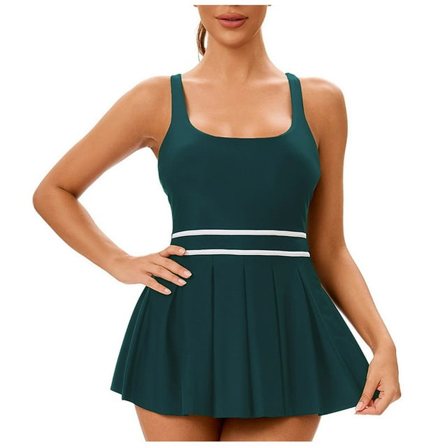 Riforla Maillots de Bain pour Femmes Robe de Bain Fendue Dos Nu Triangle Maillot de Bain de Plage avec Blocs de Couleur Maillot de Bain pour Femmes Vert G