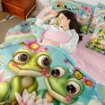 thumbnail image 4 of Manfei Teens Adults Cartoon Floral Frogs Twin Bedding Sets 7-Piece,Cartoon Rainbow Butterflies Bedding Comforter Set Microfiber,Chic Floral Lotus Breathable Sheet Sets,Ultra Soft Home Decor, 4 of 8