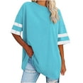 thumbnail image 2 of Spring Tops for Women Womens Tops under $10 Plus Size Oversize Loose Half Sleeve Round Neck Color Block Tunic Tees, 2 of 6