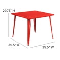 thumbnail image 3 of Commercial Grade 35.5" Square Red Metal Indoor-Outdoor Table, 3 of 5