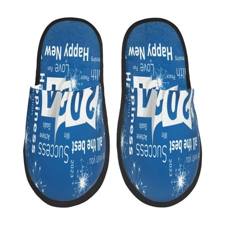 Balery Happy New Year 2024 (4) Slient Indoor Furry Fleece Comfort House Shoes Soft Non-Slip Home Shoes Cotton slippers House Slippers-- Large