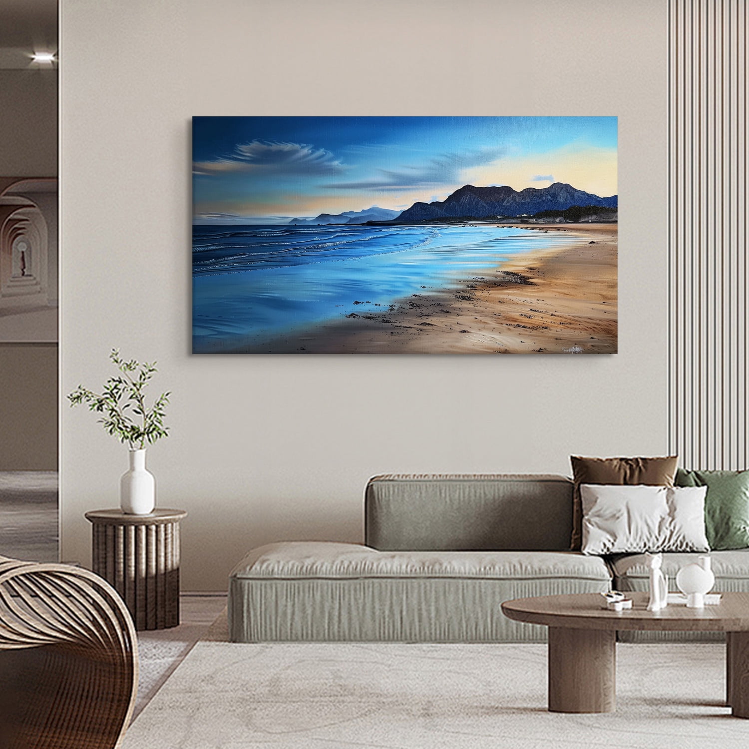 Beach Wall Art Ocean Wall Art Beach At Dusk Canvas art Framed wall art Painting For Livingroom Decor Office Bedroom Decoration
