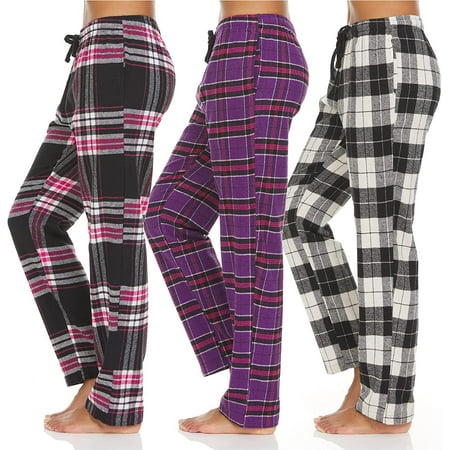 

Pajama Pants for Women - 3 Pack Pajama Bottoms - Cotton Blend Flannel Plaid Lounge Pants Comfortable PJ Pants Set A Small