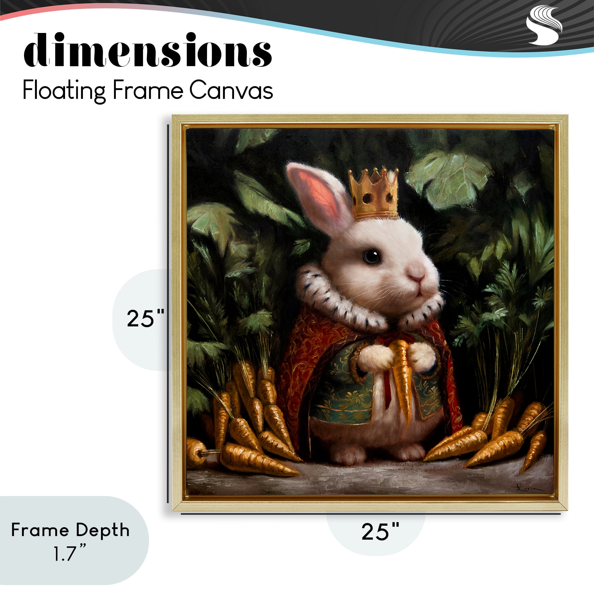 Stupell Industries Carrot Gold Royal Rabbit Gold Framed Floater Canvas Wall Art, design by Lucia Heffernan