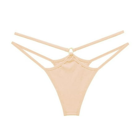 

EHTMSAK G String Thongs for Women Soft Underwear Breathable Strappy Low Rise Panties Beige S
