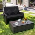 thumbnail image 3 of Costway Patio Rattan Loveseat Set Daybed Lounge Storage Ottoman Side Tables Adjust Black, 3 of 10