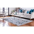 thumbnail image 3 of Unique Loom Modern Collection Abstract, Geometric, High-Low Pile, Indoor and Outdoor Area Rug, 6 x 9 ft, Gray/Ivory, 3 of 6
