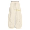 thumbnail image 3 of Landzoo Little Girls Back To School Pants Letter Print Elastic Waist With Pockets And Drawstring Fall Comfortable Girls Athletic Trousers Size 5-6 Years, 3 of 4