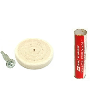 

3 Cotton Buffing Wheel with Mandrel & Tripoli Abrasive Polishing Compound Buffing Jewelry