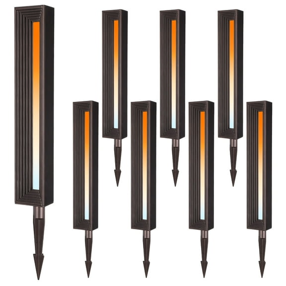 8 Pack 5CCT Low Voltage LED Path Lights, 7W Die-Cast Aluminum Landscape Lighting for Yard & Walkway, IP65 Waterproof, 1800K/2700K/3000K/4000K/5000K, ETL Listed, Oil Rubbed Bronze