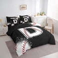 thumbnail image 3 of Manfei Baseball Sport Bedding Comforter Set 7pcs for Kids Teens, Black White King Bedding Sets, Monogrammed Letter D Bed Sheets, Super Cozy Room Decor, 3 of 8