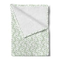 thumbnail image 2 of Natural Soft Flannel Fleece Blanket, Floral Theme Botanical Motifs Flower Branches Pattern in Monochrome Style, Cozy Plush for Indoor and Outdoor Use, 50" x 60", Pale Green and White, by Ambesonne, 2 of 5