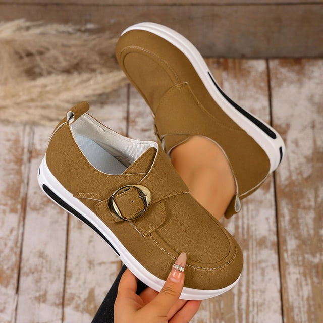 Cameland Women's Multi-Color Buckle Thick-Soled Large-Size Fall And Winter Comfortable Height-Increasing Shoes