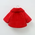 thumbnail image 4 of LFEOOST Baby Girls Faux Fur Coats Winter Cloak Jacket Thick Warm Capes Infant Kids Dress Coat with Bow Pompom Balls 6 Months-2 Years Red 6-9 Months, 4 of 6
