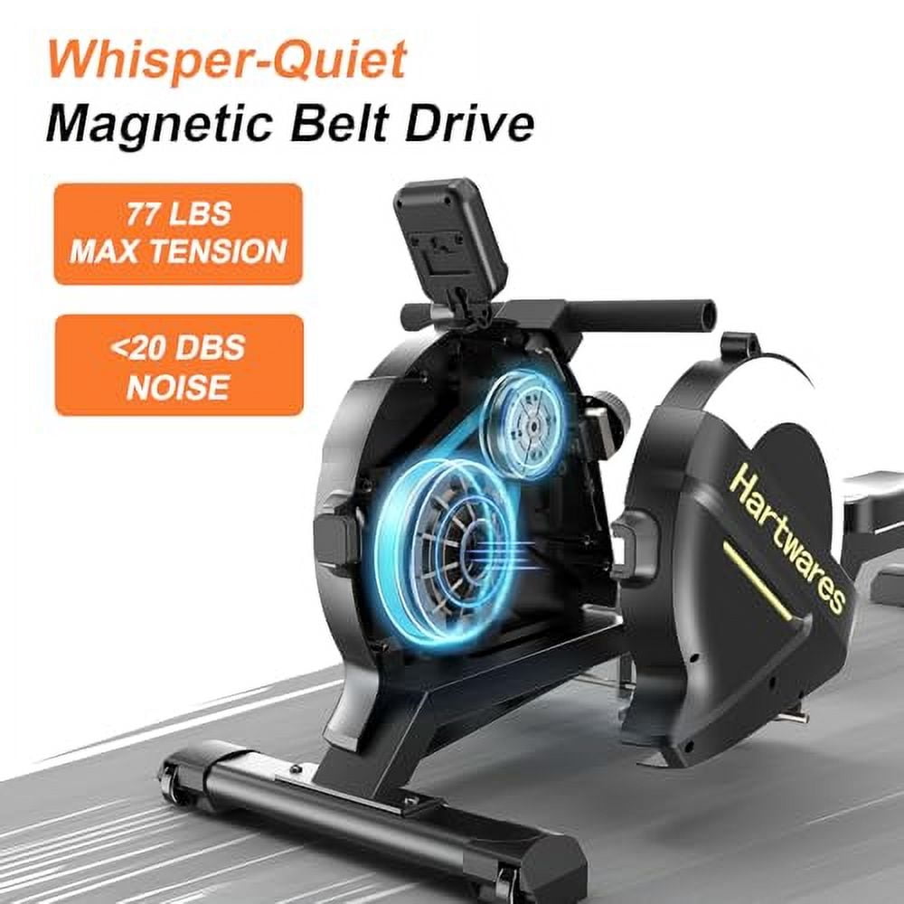 Rowing Machines for Home,Hartwares Magnetic Rowing Machine with 77lbs High Resistance Rowing Machine,16 Levels of Quiet Resistance,Rower Machine for Home Row Machine,App Compatible,LCD Monitor