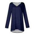 thumbnail image 4 of Linen Pullover Women Fashion Long Sleeve Crewneck Loose Fit Printed Pattern Beach Vacation Clothes for Women,Navy,M, 4 of 4