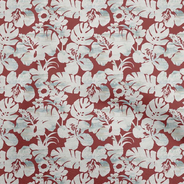 oneOone Rayon Red Fabric Floral & Leaves Sewing Craft Projects Fabric Prints By Yard 56 Inch Wide