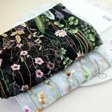 HAORUN Embroidered Floral Lace Fabric, Black Mesh Material for Sewing ...