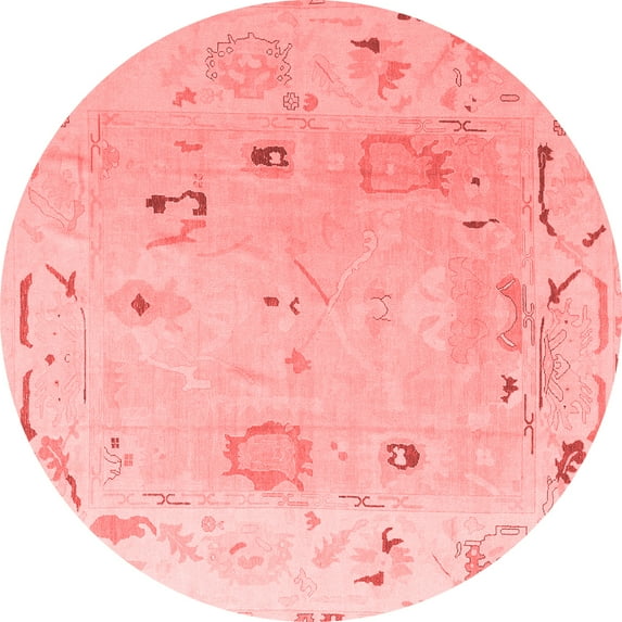 Ahgly Company Indoor Round Abstract Red Modern Area Rugs, 5' Round