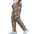 thumbnail image 2 of Hinvhai Men's Fashion Stretch Dress Pants Slim Fit Plaid Pants Business Suit Pants Casual Golf Pants Khaki, 2 of 9