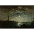 thumbnail image 2 of Félix Ziem 14x11 Gold Ornate Wood Frame and Double Matted Museum Art Print Titled - Venice and Campanile in the Moonlight (1870-1890), 2 of 4