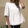 thumbnail image 2 of Yuncity Linen Shirts For Women Spring Autumn Casual 3/4 Sleeve Solid Color Shirt S-3Xl, 2 of 5