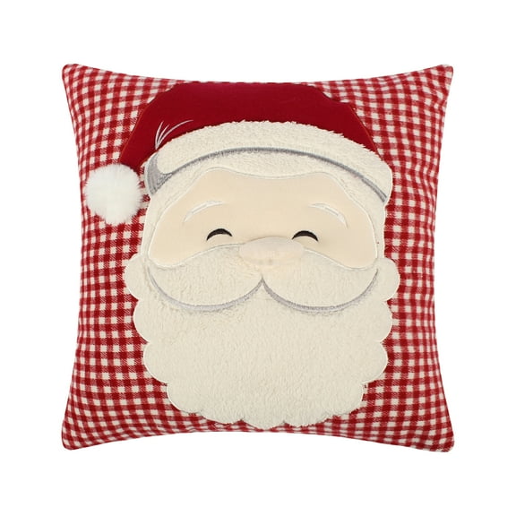 Levtex Home - Peppermint Plaid - Decorative Pillow (18 x 18in.) - Santa - Red and Cream