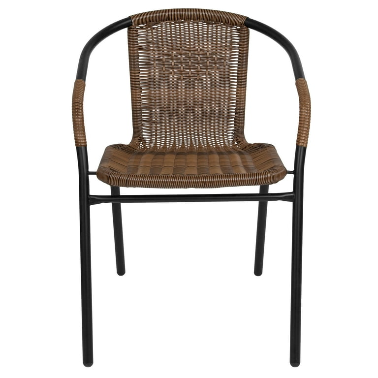 Flash Furniture Lila 4 Pack Medium Brown Rattan Indoor Outdoor