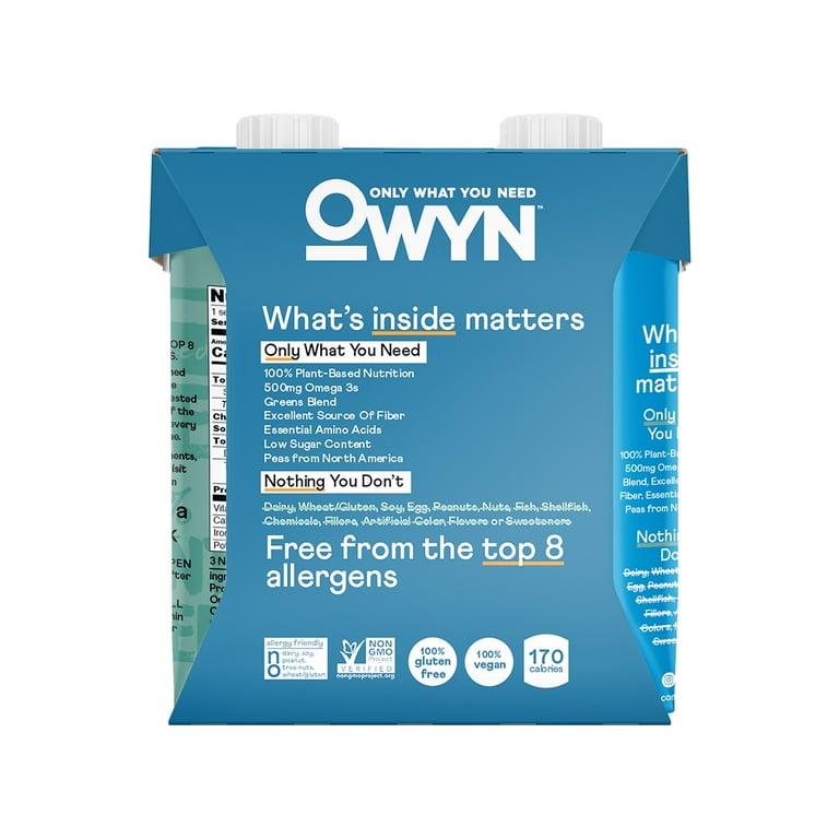 OWYN Plant Based Protein Shake, Vanilla, 20g Protein, 11.15 fl oz, 4 Pack