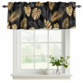 thumbnail image 2 of 2 Pack Valances for Windows, Black Golden Palm Leaf Window Valances for Living Room/Bedroom/Bathroom, Tropical Plant Modern Luxury Light Filtering Kitchen Curtain Valance 42"W x12" L, 2 of 9