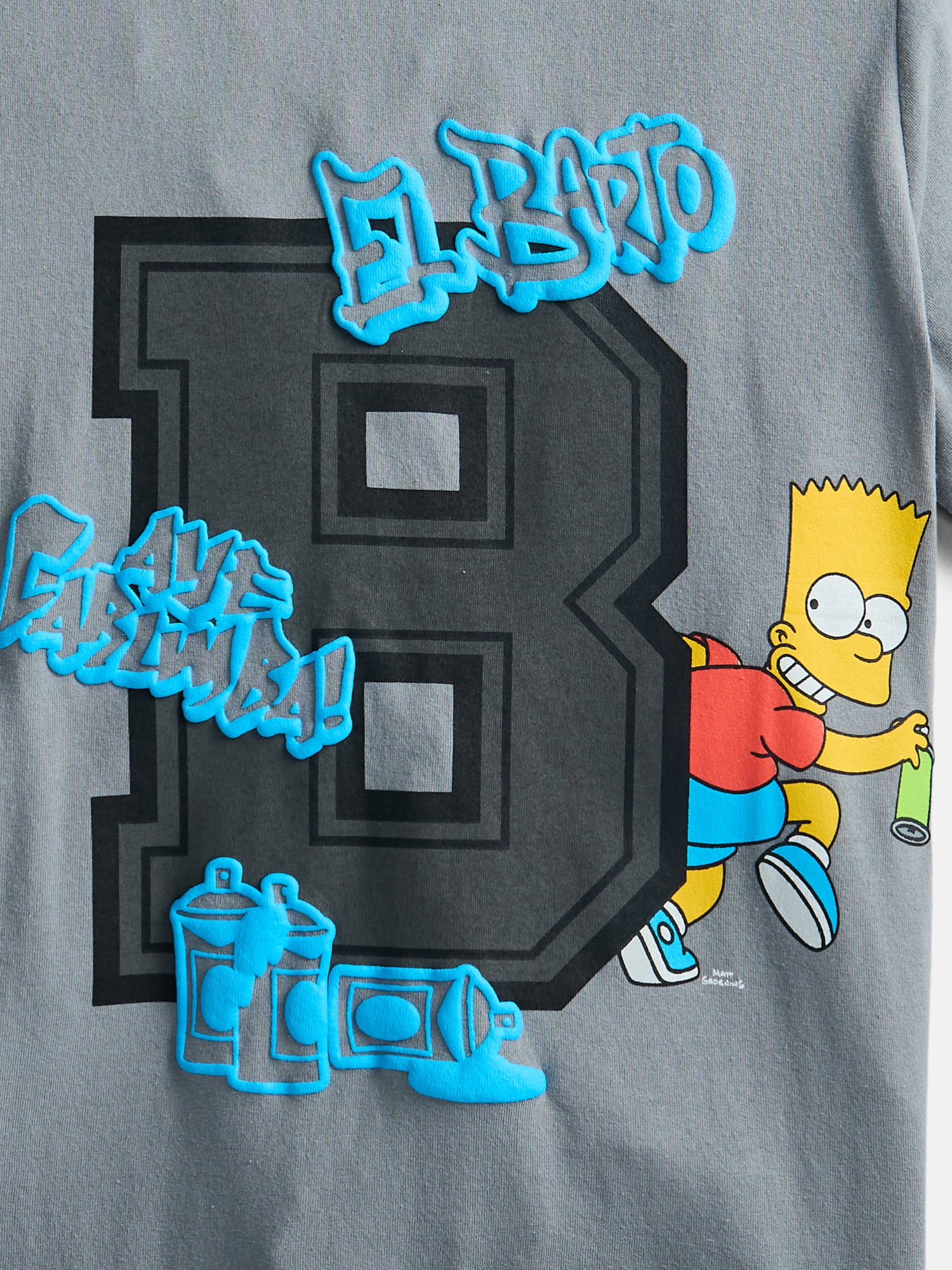 20th Century Fox Bart Simpson Boys Puff Print Ringer T-Shirt with Short Sleeves, Sizes XS 4/5-XXL 18/20