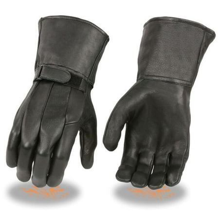 Mens Vapor Glove Shoes - Milwaukee Mens Deerskin Unlined Police Style Gauntlet Gloves w/Hook & Loop Closure Black