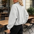 thumbnail image 4 of thefmos Women's Stand Collar Zip Up Long Sleeve Jacket with Pocket Drawstring Solid Color Casual Outerwear Trendy Spring Fall Outfit, Gray M, 4 of 9