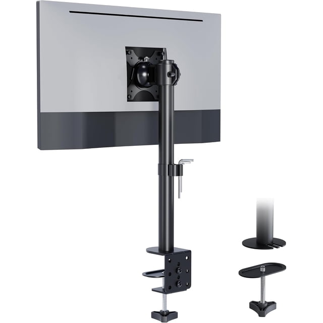 Support de Bureau pour Moniteur Simple pour Écrans, Supporte jusqu'à kg, avec Réglage Complet du Mouvement, Deux Options d'Installation et Gestion Intégrée des Câbles
