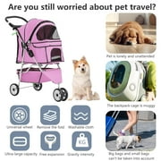 BestPet 3-Wheel Foldable Stroller, Waterproof, Travel-Ready, Ideal for Medium Pets, Pink.