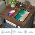 thumbnail image 2 of Vecenuy Nightstand with Charging Station, Side Table with 2 Drawers & Open Storage, 18" Retro Bedside, End for Bedroom Living Room, Blue, 2 of 9