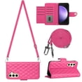 thumbnail image 2 of SaniMore Case for Samsung Galaxy S23 FE, PU Leather 3D Lattice Stylish for Girls Crossbody Lanyard Flip Kickstand Card Slots Cash Pocket Magnetic Clasp Full Protective Shockproof Wallet Shell, Rose, 2 of 9