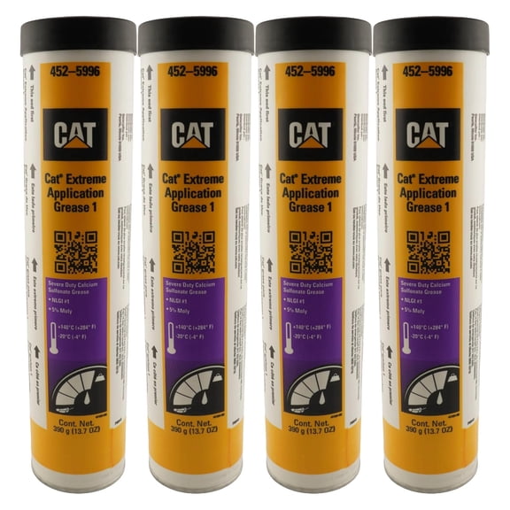 CAT 452-5996 (4525996) Extreme Application Grease #1 – 390 Gram Cartridge – 5% Moly, NLGI #1 Severe Duty Calcium Sulfonate (Pack of 4)