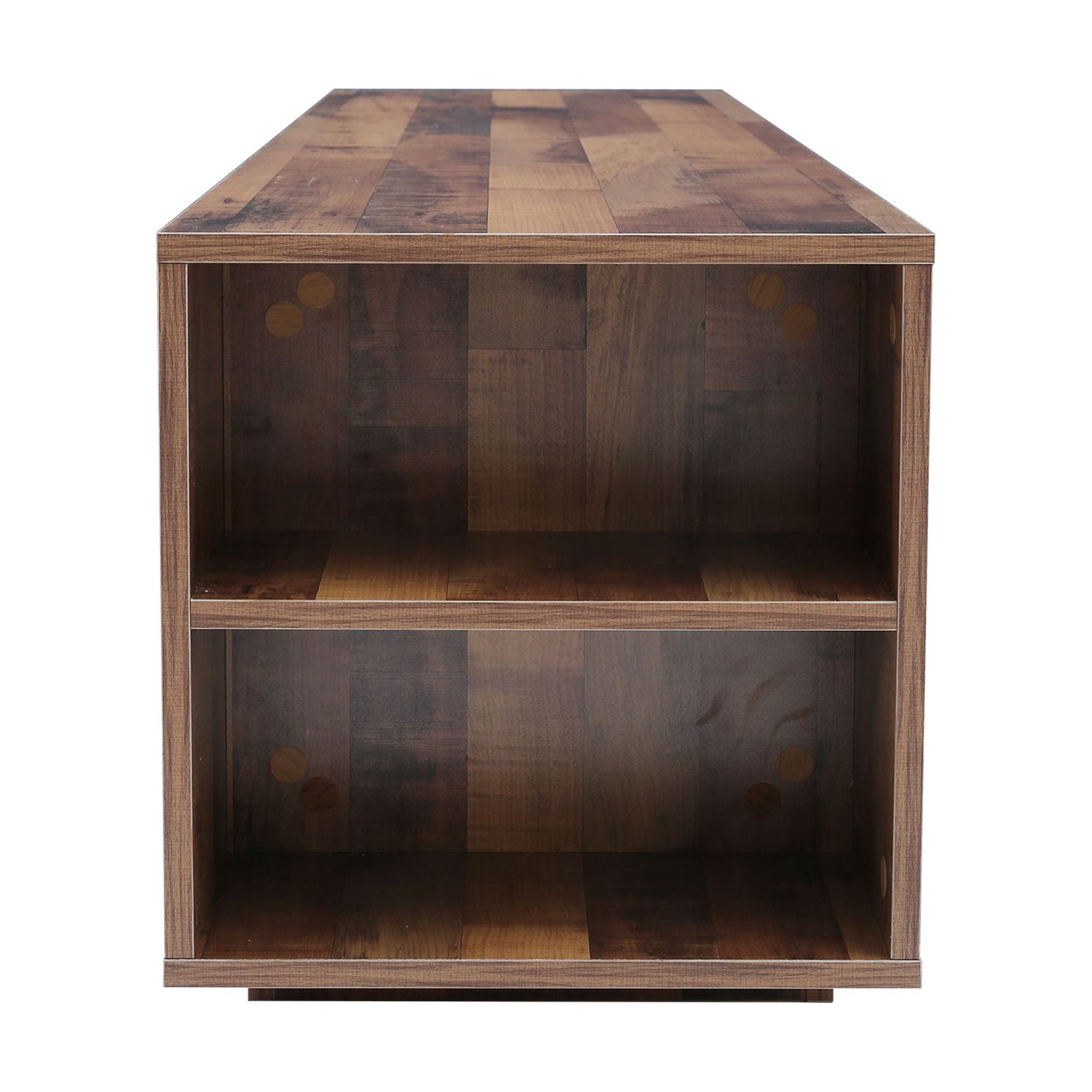 Momspeace Mid-Century TV Stand with 8 Open Storage Compartments, Vintage Media Console with Adjustable Shelves for TVs up to 65'' - Brown
