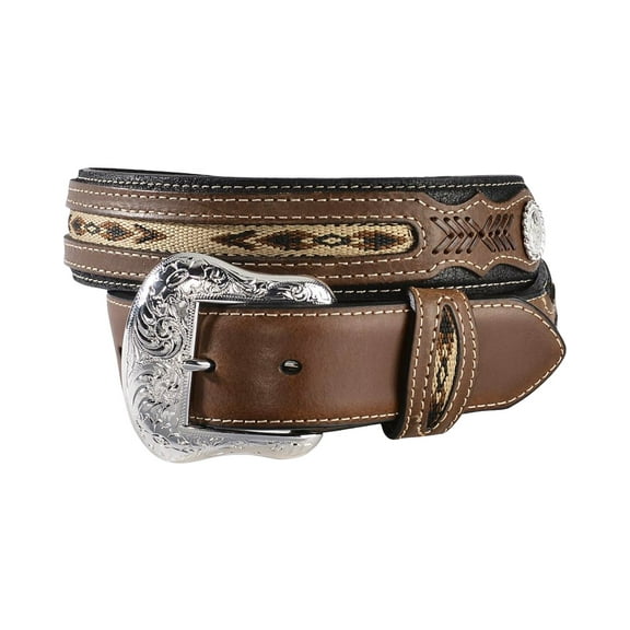 Nocona Belt Co. Mens /Brown Inset Fabric Basic Belt 32 Black