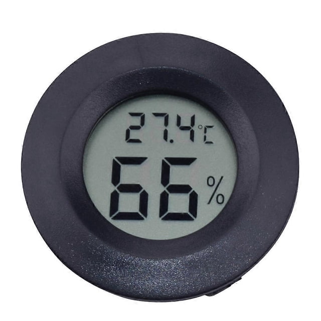 Hygrometers for Terrariums Round Digital Hygrometer Indoor Use Black for Wall Mountable 10Pcs
