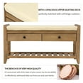 thumbnail image 3 of MODERNLUXE 35.4" Shoe Bench Entryway Bench with 2 Storage Drawers and Cushioned Seat,Farmhouse Shoe Rack with Bottom Shelf for Entryway Hallway and Bedroom,Old Pine, 3 of 8