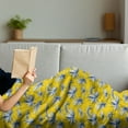 thumbnail image 3 of Jungle Soft Flannel Fleece Blanket, Grunge Style Tropical Plant Leaves Palm Banana Monstera Leaves on Yellow, Cozy Plush for Indoor and Outdoor Use, 60" x 80", Yellow Blue and White, by Ambesonne, 3 of 5