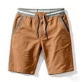 thumbnail image 4 of LEKWK Summer Casual Shorts for Men Lightweight Beach Lounge Wear Elastic Waist with Drawstring Comfy Relaxed Fit Workout Athletic Golf Bottoms with Side Pockets Coffee XL, 4 of 5
