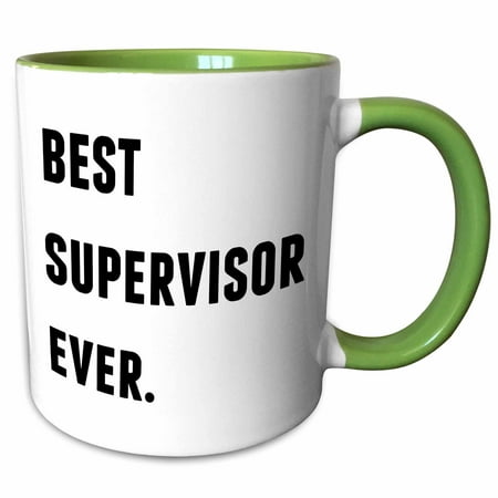 3dRose Best Supervisor Ever, Black Letters On A White Background - Two Tone Green Mug,