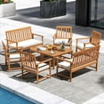 thumbnail image 4 of Costway 8 PCS Acacia Wood Furniture Set 2 Coffee Tables & 4 Armchairs with Seat Cushions, 4 of 10
