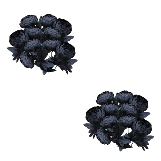 Yuarrent 10 flores artificiales de peonía: añade un toque de elegancia a tu hogar. Elegantes flores de peonía de seda artificial. negro 2Conjunto