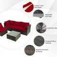 thumbnail image 6 of Patiojoy Patio Rattan 6PCS Cushioned Sofa Set Furniture Set Thick Cushion with 34.5" Fire Pit Table for Garden Red, 6 of 10